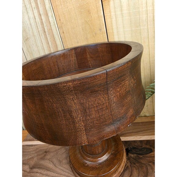 Vintage Mid-Century Modern Wooden Pedestal Bowl 10" Diameter - Picture 6 of 16